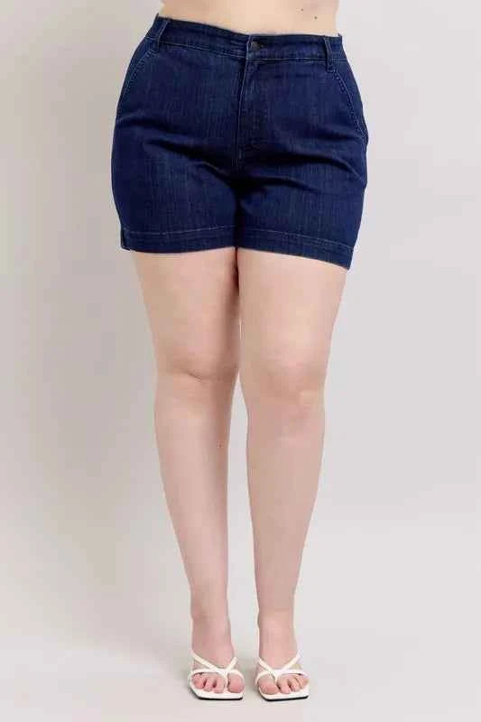 Judy Blue Plus Size High Waist Denim Shorts DK a76e7dac6617432ba0e5888f5b4303df-Max-Origin