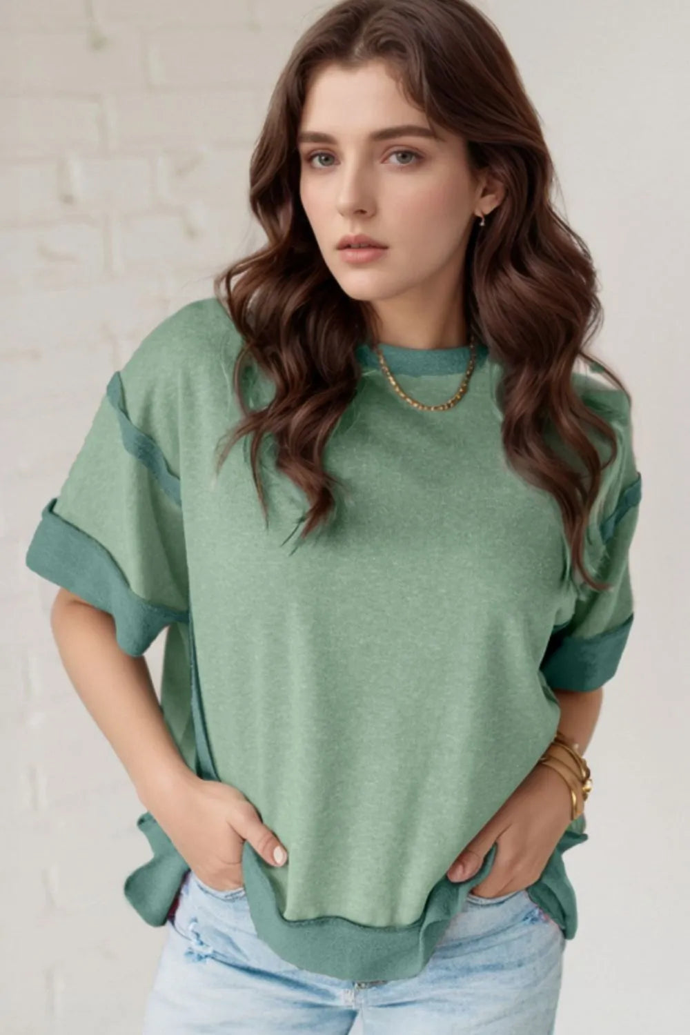 Round Neck Half Sleeve T-Shirt Sage a774633c-49c1-480d-81fb-cd32876130f5-Max-Origin