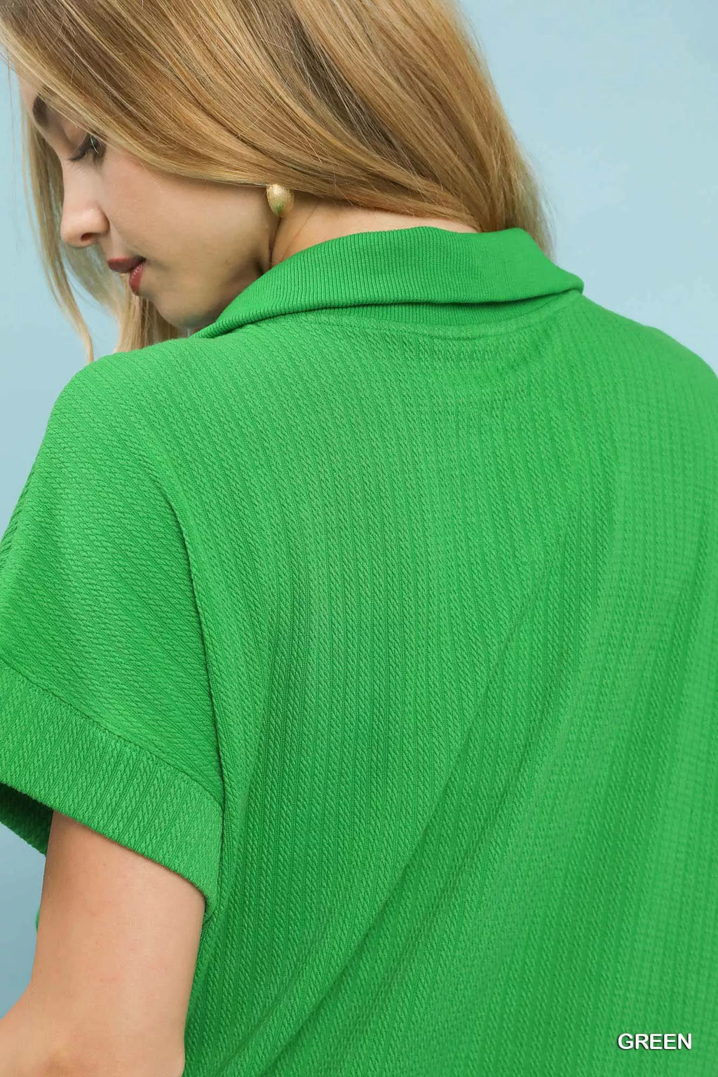 Umgee Textured Striped Zip Collar Knit Top a8449a17-eb0a-4250-a022-373461da46e3-Max-Origin