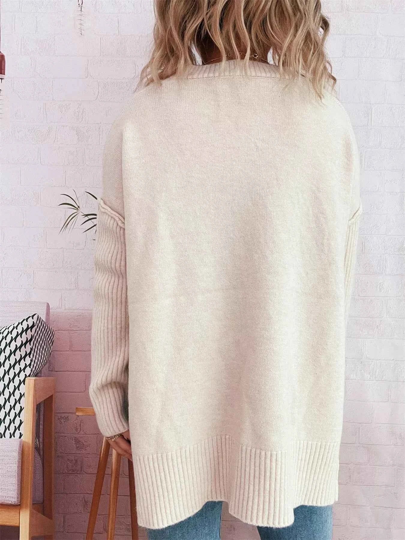 V-Neck Dropped Shoulder Sweater a85d558842544fcfb60112f042f80d13-Max-Origin