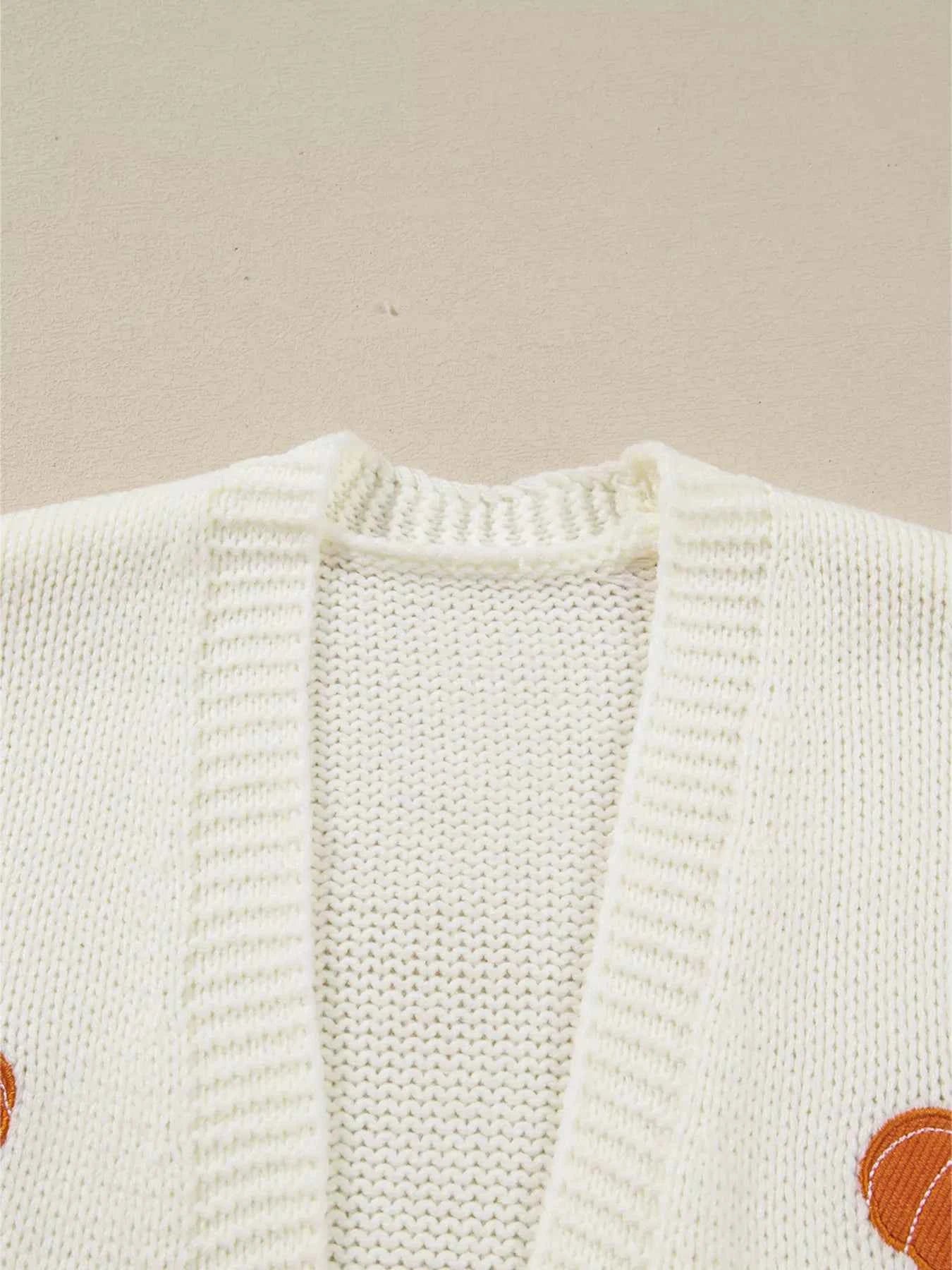 Halloween Pumpkin Embroidered Knit Cardigan a8b0b53a97e746f0a940079668ae587b-Max-Origin