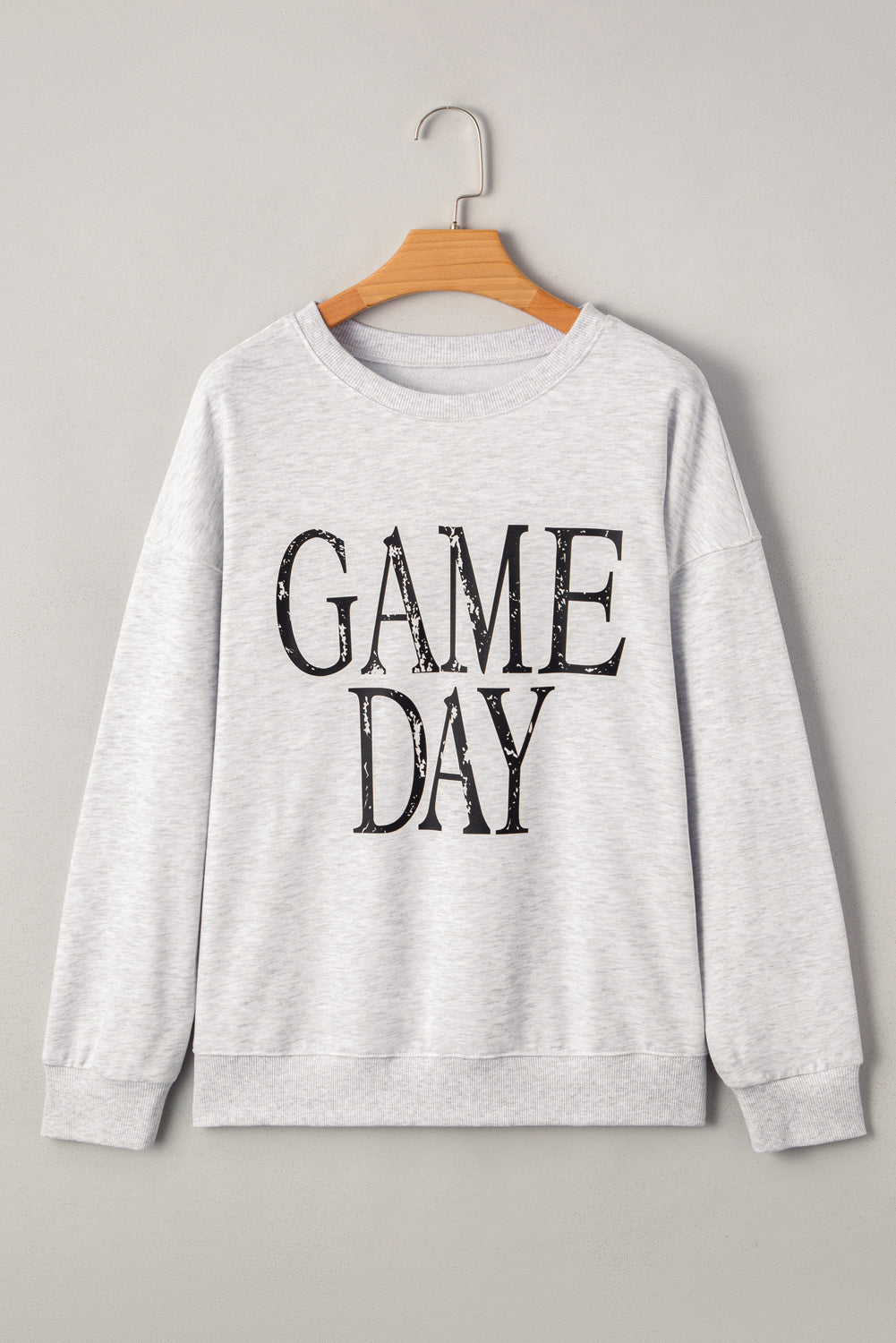 Black GAME DAY Vintage Washed Letter Graphic Baggy Sweatshirt a8b447a4801c85cf