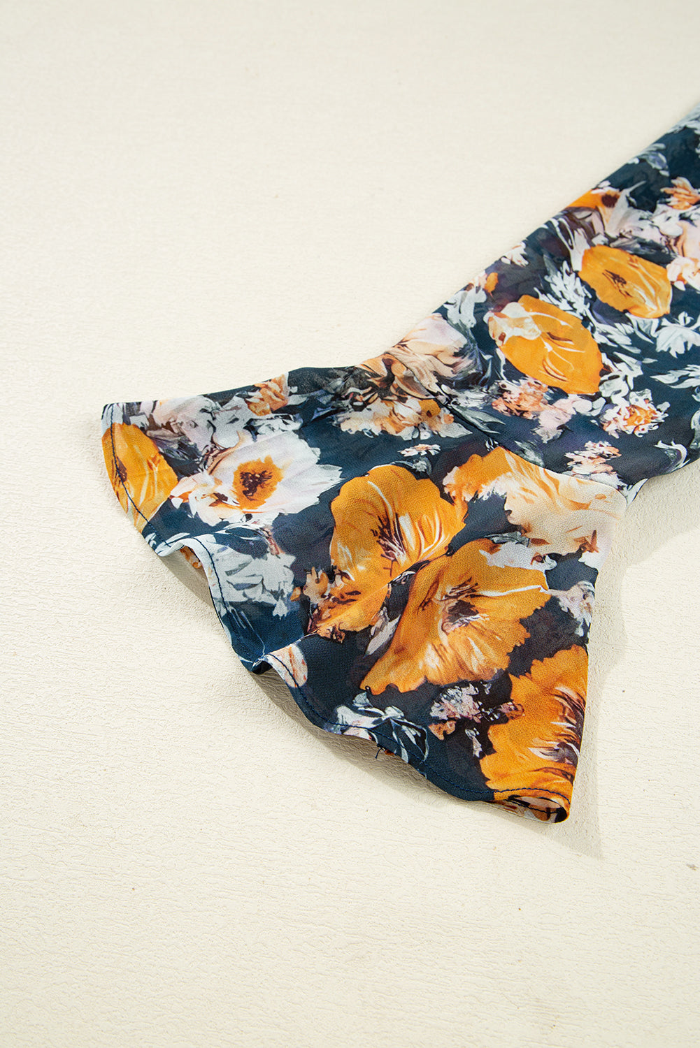 Blue Floral Off Shoulder Bell Sleeve Smocked Peplum Top a8c0e324621e81ec