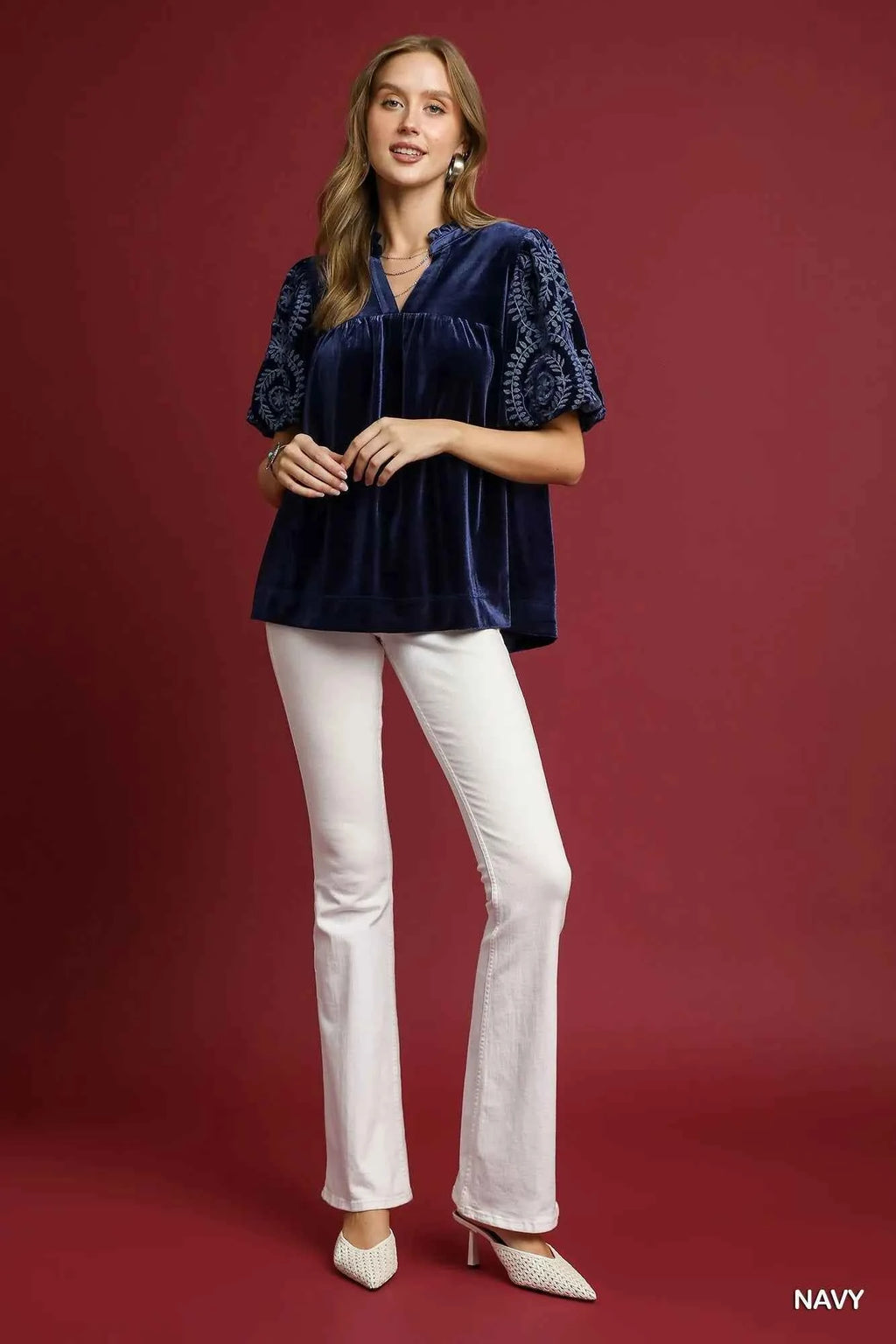 Umgee Full Size Velvet Embroidered Sleeve Blouse Plus Size a8c983e6-50f7-45db-94e5-3822f440a73e-Max-Origin