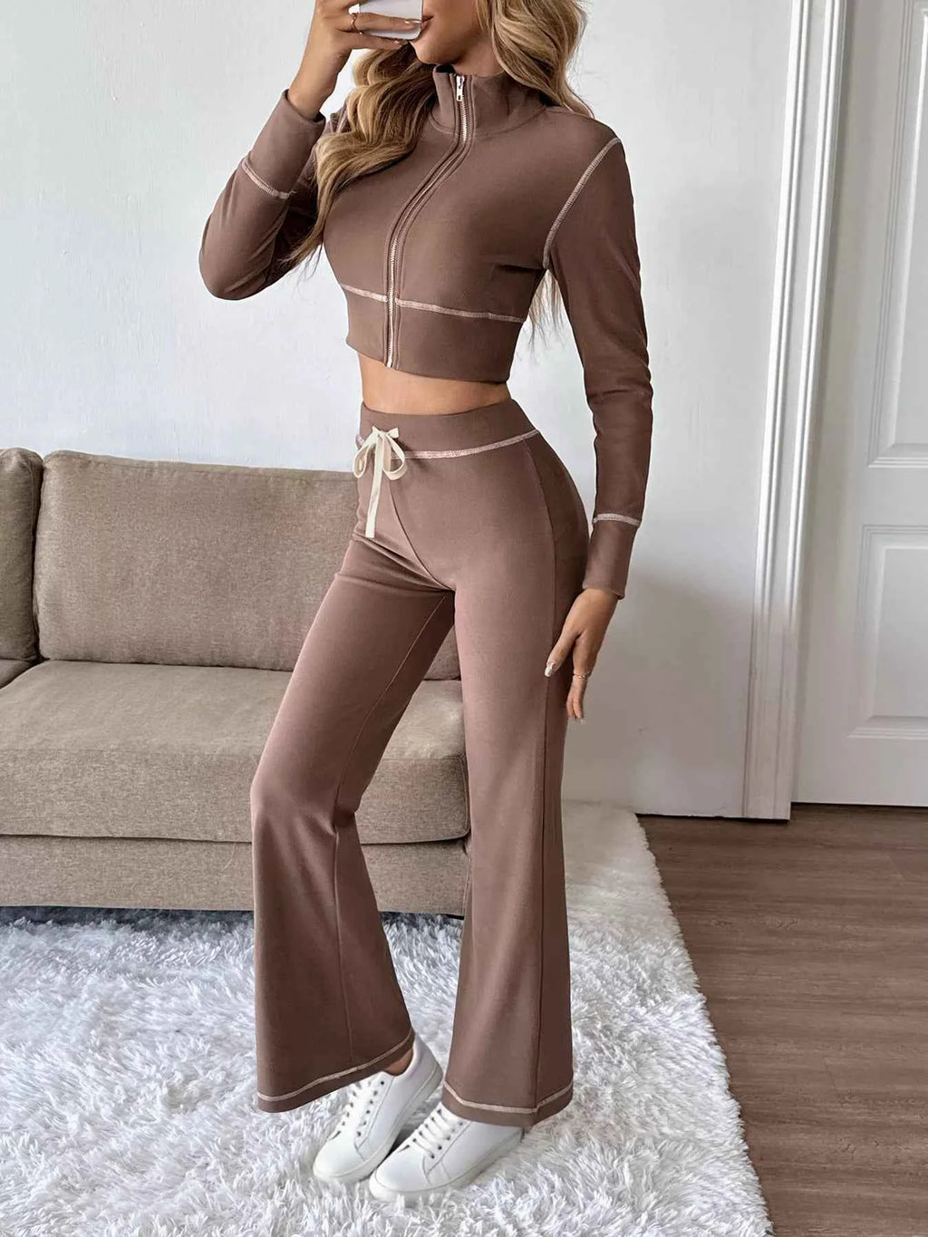 Zip Up Long Sleeve Top and Pants Set a8d17428d6b14a4e869e57f1bca11277-Max-Origin