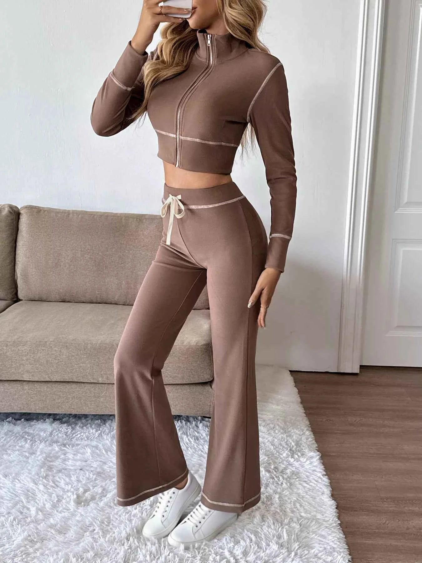 Zip Up Long Sleeve Top and Pants Set a8d17428d6b14a4e869e57f1bca11277-Max-Origin