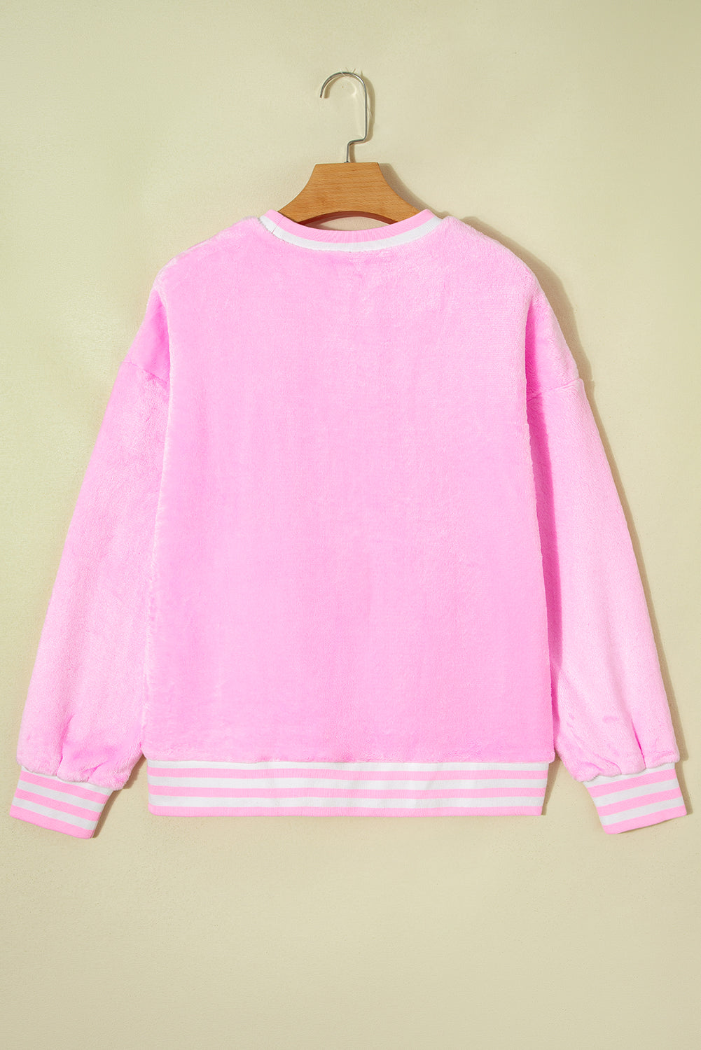 Sachet Pink Merry Letter Pattern Plush Pullover a8d9dfe2481546ef