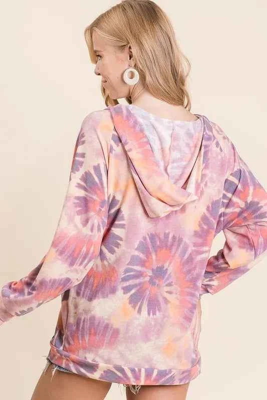 BiBi Circular Tie Dye Print Terry Hoodie with Kangaroo a8e4d9a0e8ff4aa3a23d7e5be82ac96a-Max-Origin