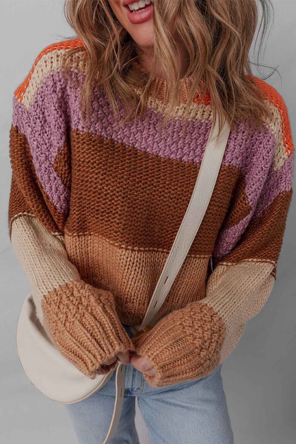 Multicolour Cropped Colorblock Knitted Sweater a911c4ca97579d73