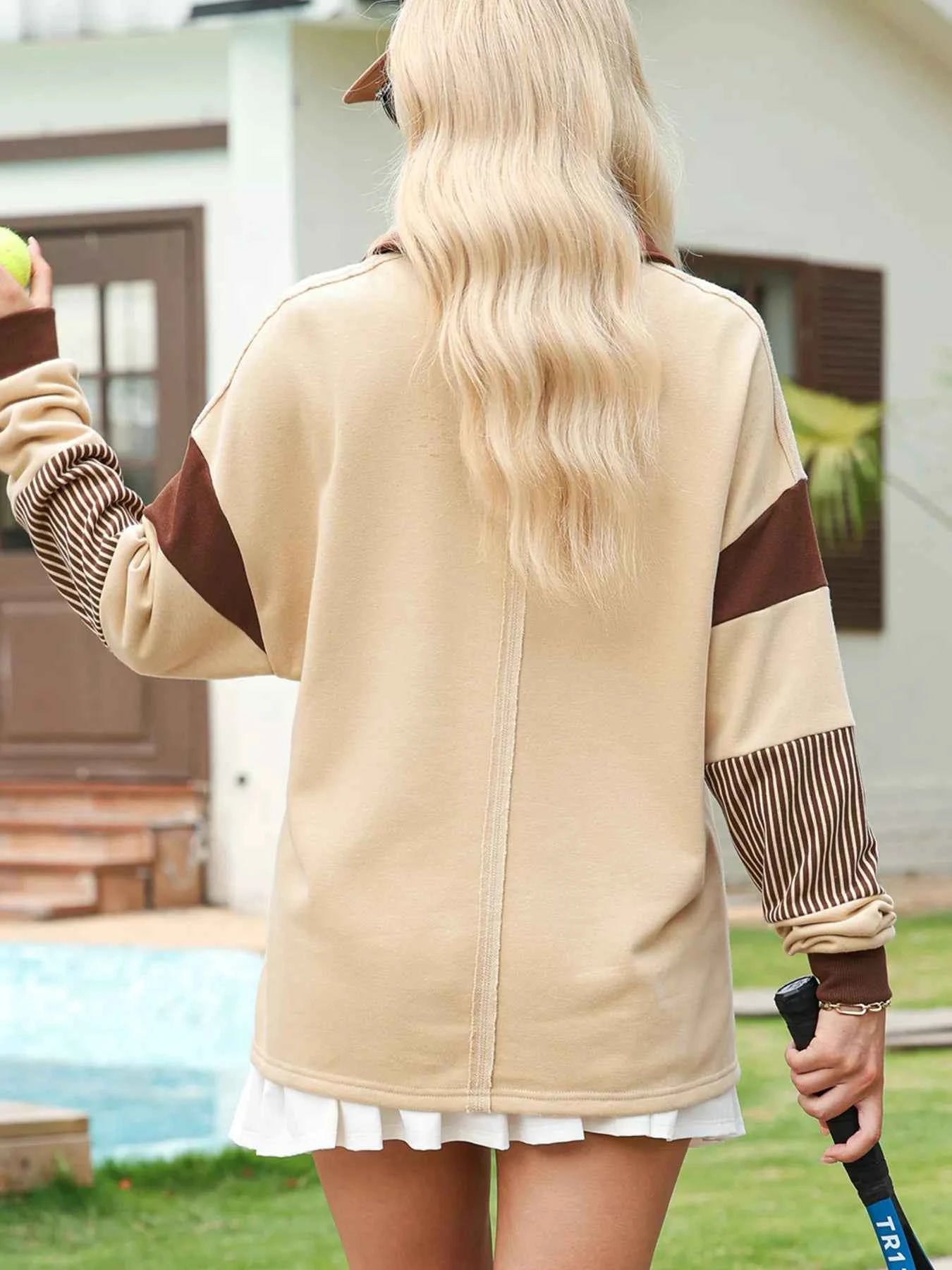 Color Block Striped Patchwork Sequin Rugby Graphic Polo Sweatshirt a92ffe375faf49b8887a23803d9ae8c0-Max-Origin