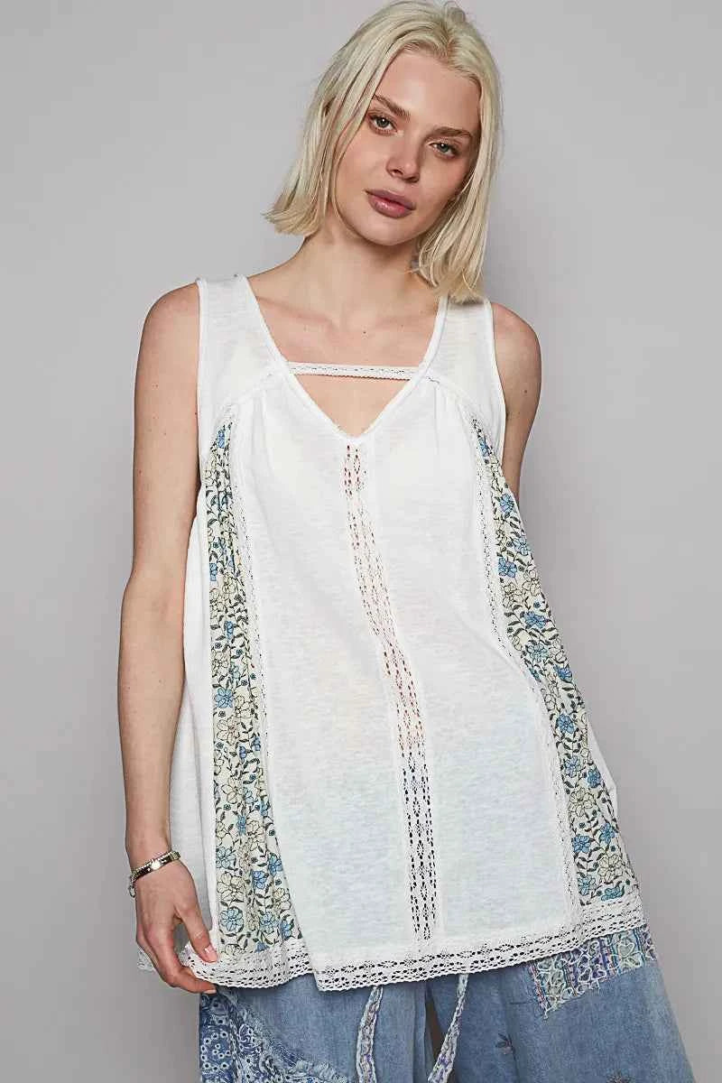 POL V Neck Sleeveless Tank Top with Lace Detail OFFWHITE a93fe8d9-bde8-48b2-8f21-29d642d2d879-Max-Origin