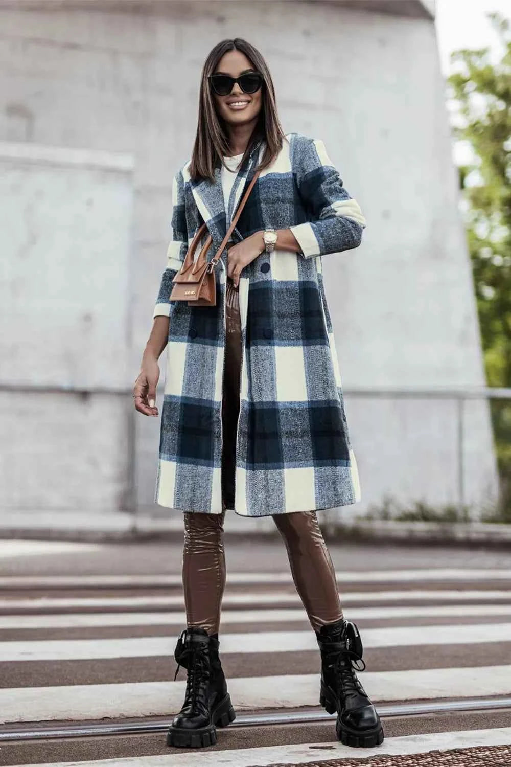 Double Take Full Size Plaid Button Up Lapel Collar Coat Peacock Blue a953b7403f534f09bafb31a515023619-Max