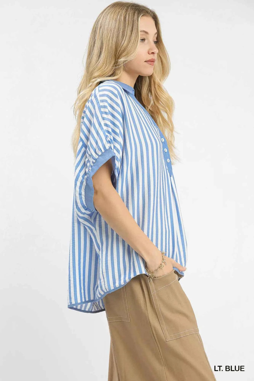 Umgee Stripe Collared Oversized Top a95bfe3b-fab1-49a3-8d42-dd966085d40a-Max-Origin