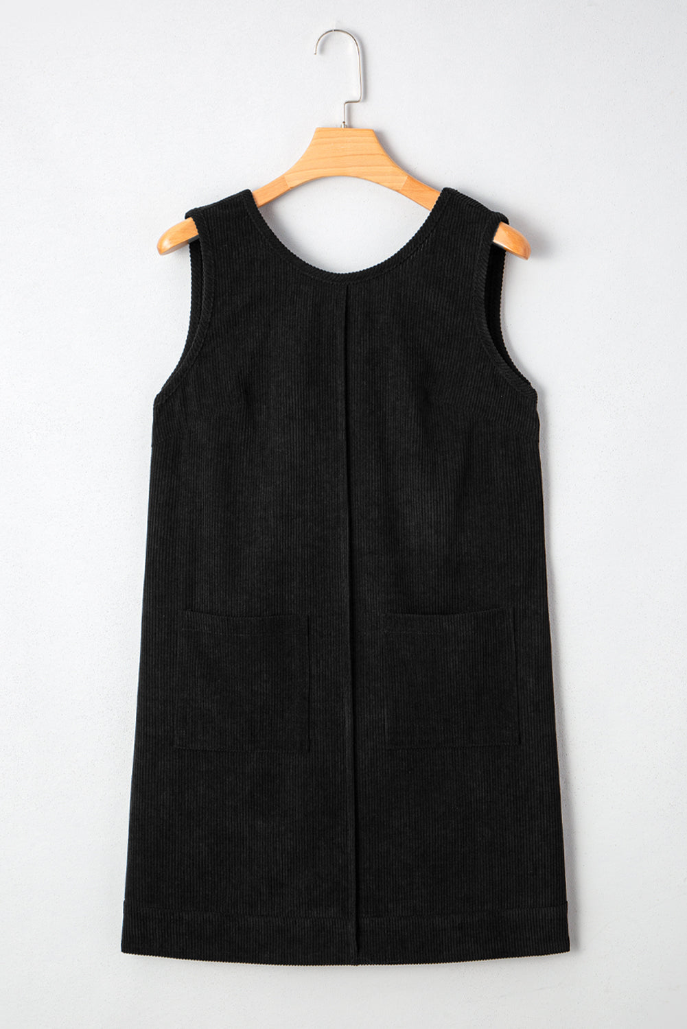 Black Corduroy Exposed Seam Sleeveless Mini Dress a961a547af3ed24f