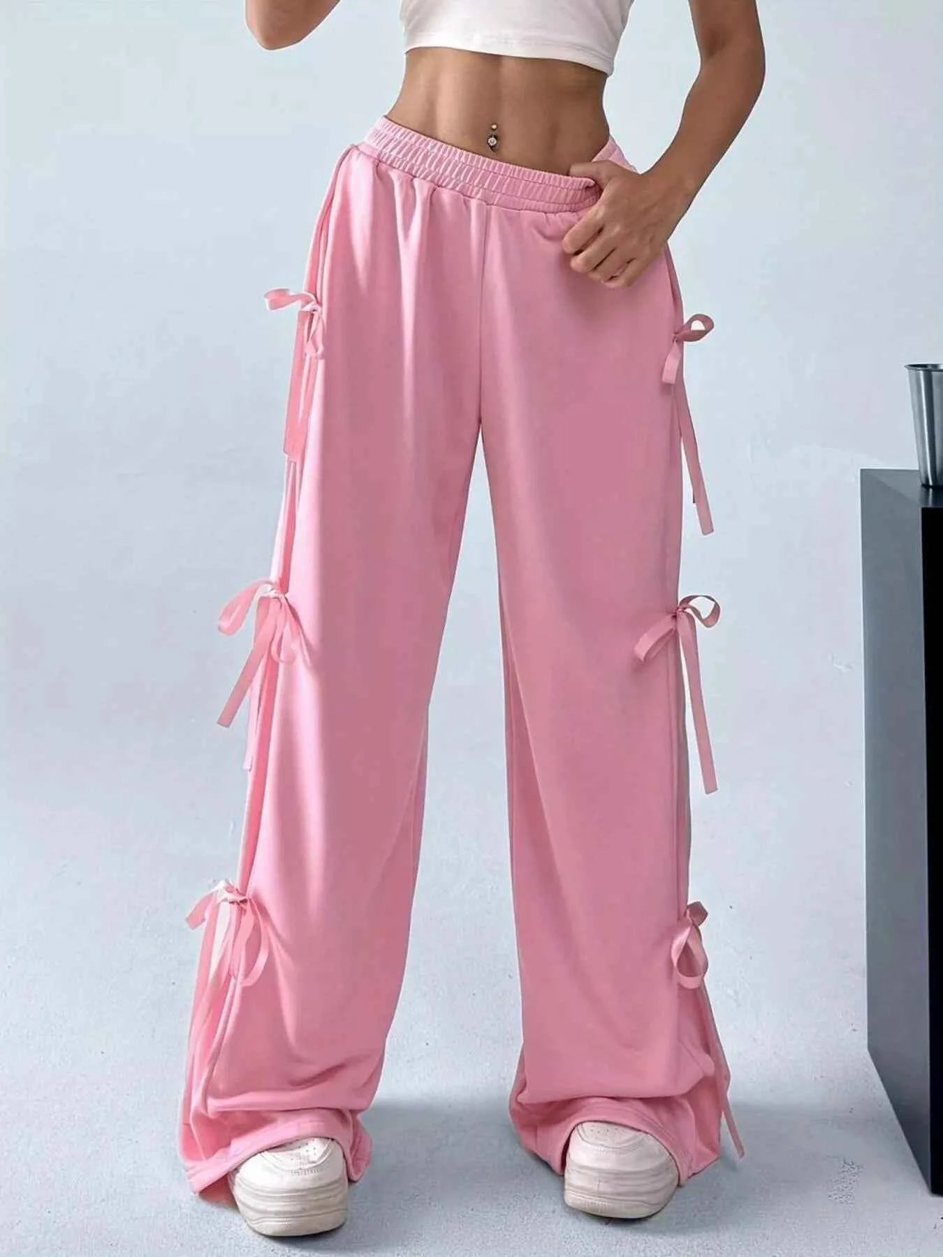 Side Tie Contrast Wide Leg Pants a9646452e34441babd7b0deb33d011b1-Max-Origin