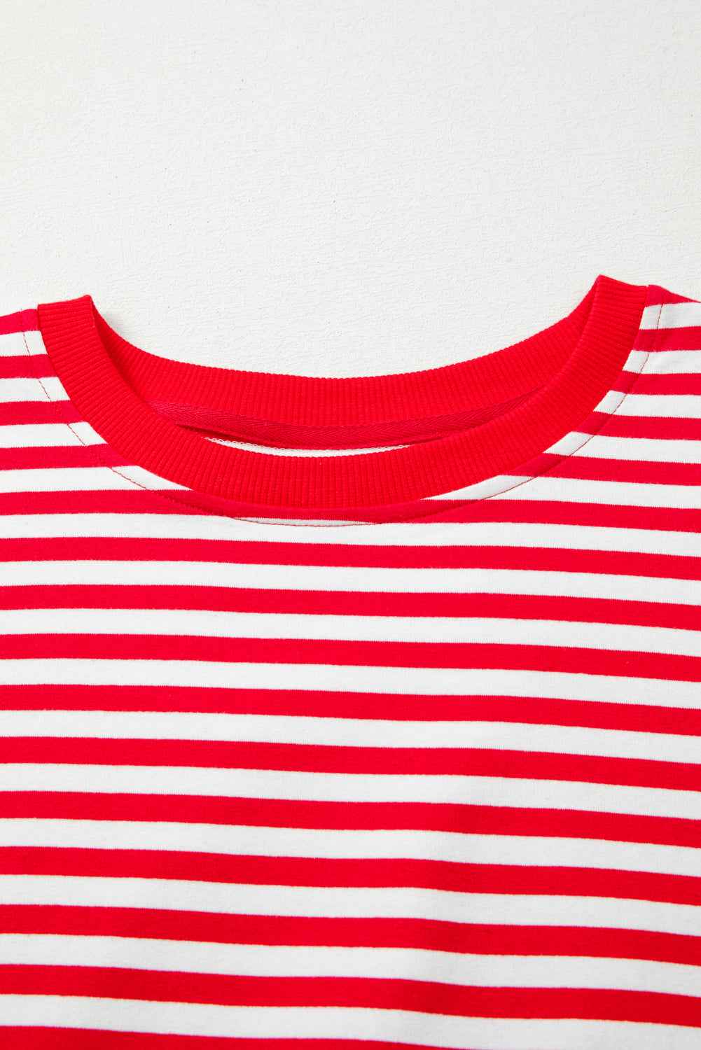 Red Striped Exposed Seam Drop Shoulder Long Sleeve Top a9e43eaefc80f23f