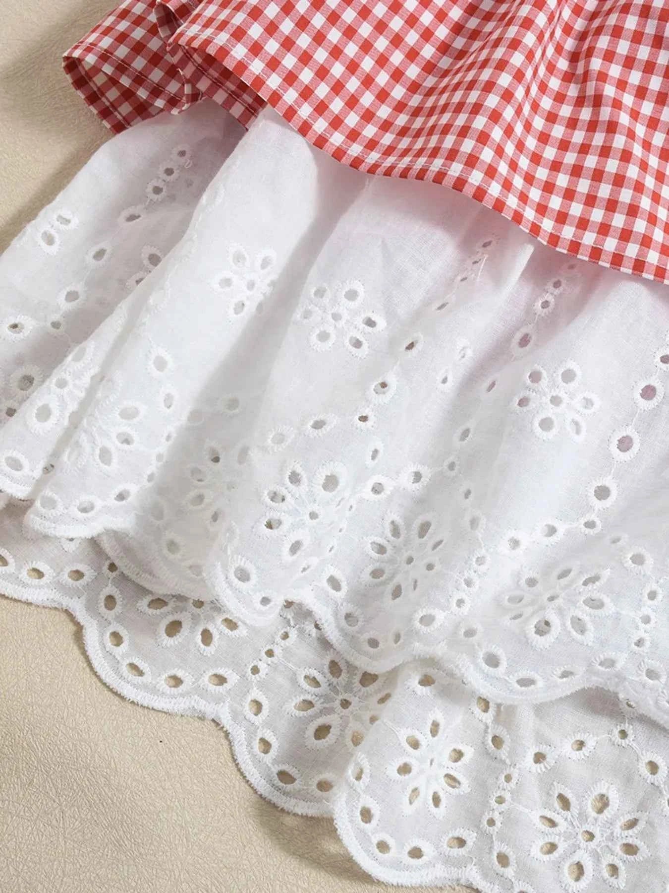 Eyelet Gingham Ruffle Layered Tube Dress a9fefd42-3db3-49da-ac82-f6d0ff027e65-Max-Origin