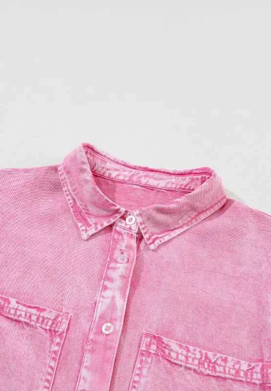 Collared Neck Button Down Mini Denim Dress aa169a06-9fce-4af1-80eb-7d00e8e135a3-Max