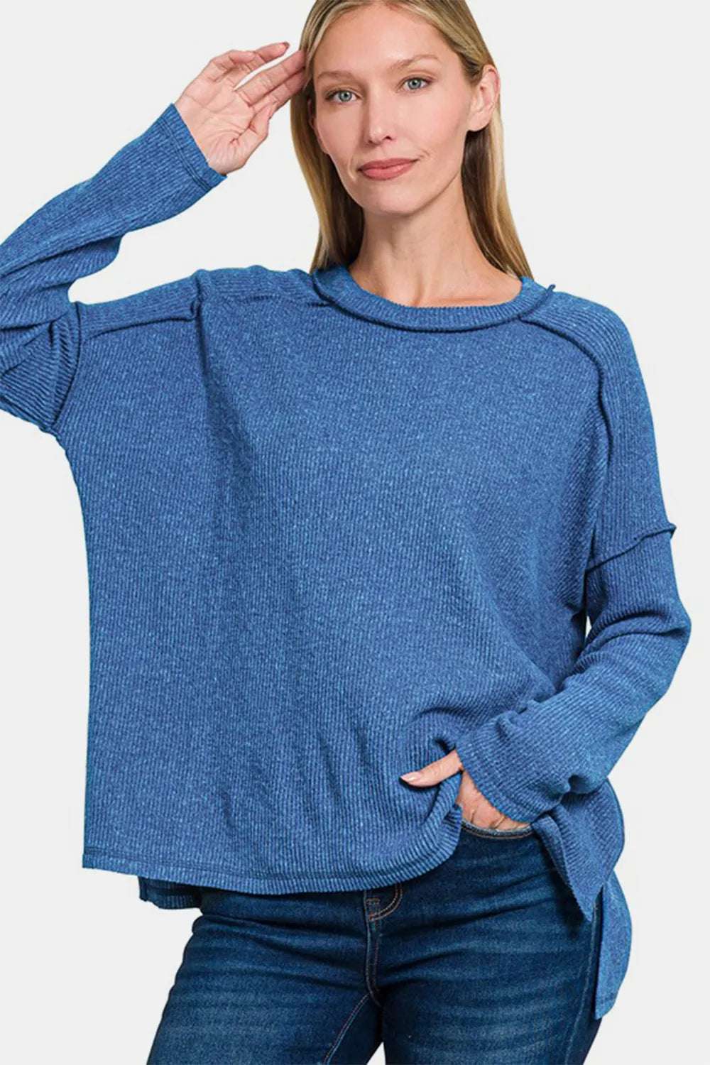 Zenana Full Size Exposed Seam Brushed Round Neck Sweater Navy aa261580-c8c1-413b-8f7c-d39c961314b2-Max-webp_1