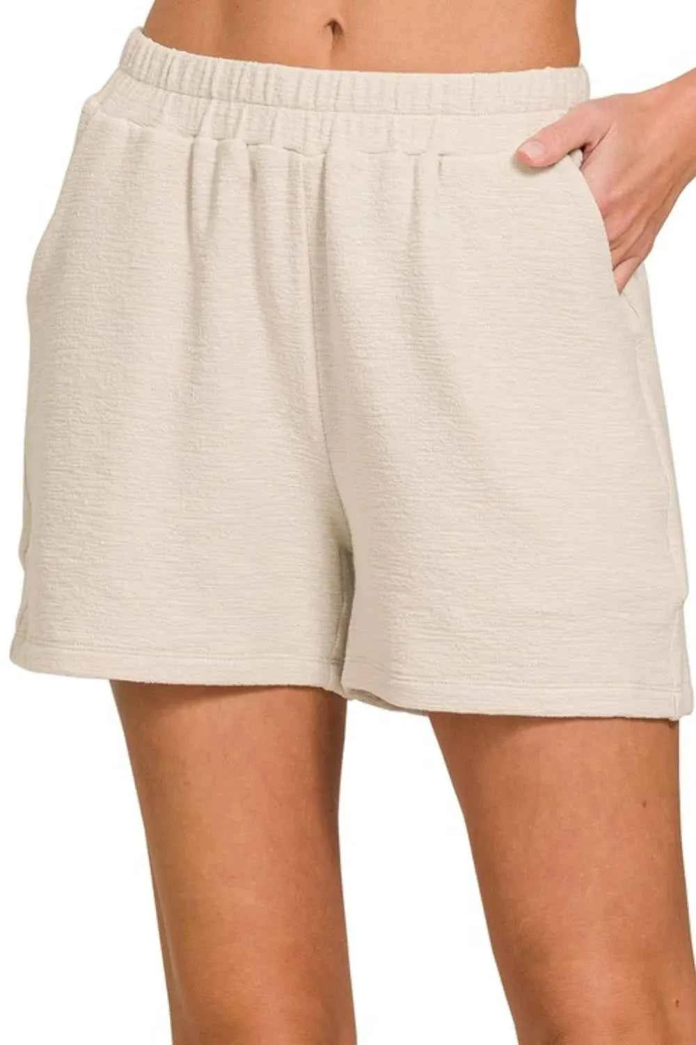Zenana Cotton Slub Short Pants SAND BEIGE aa3e73a1-97a8-458f-8a7a-850651dda52f-Max-Origin
