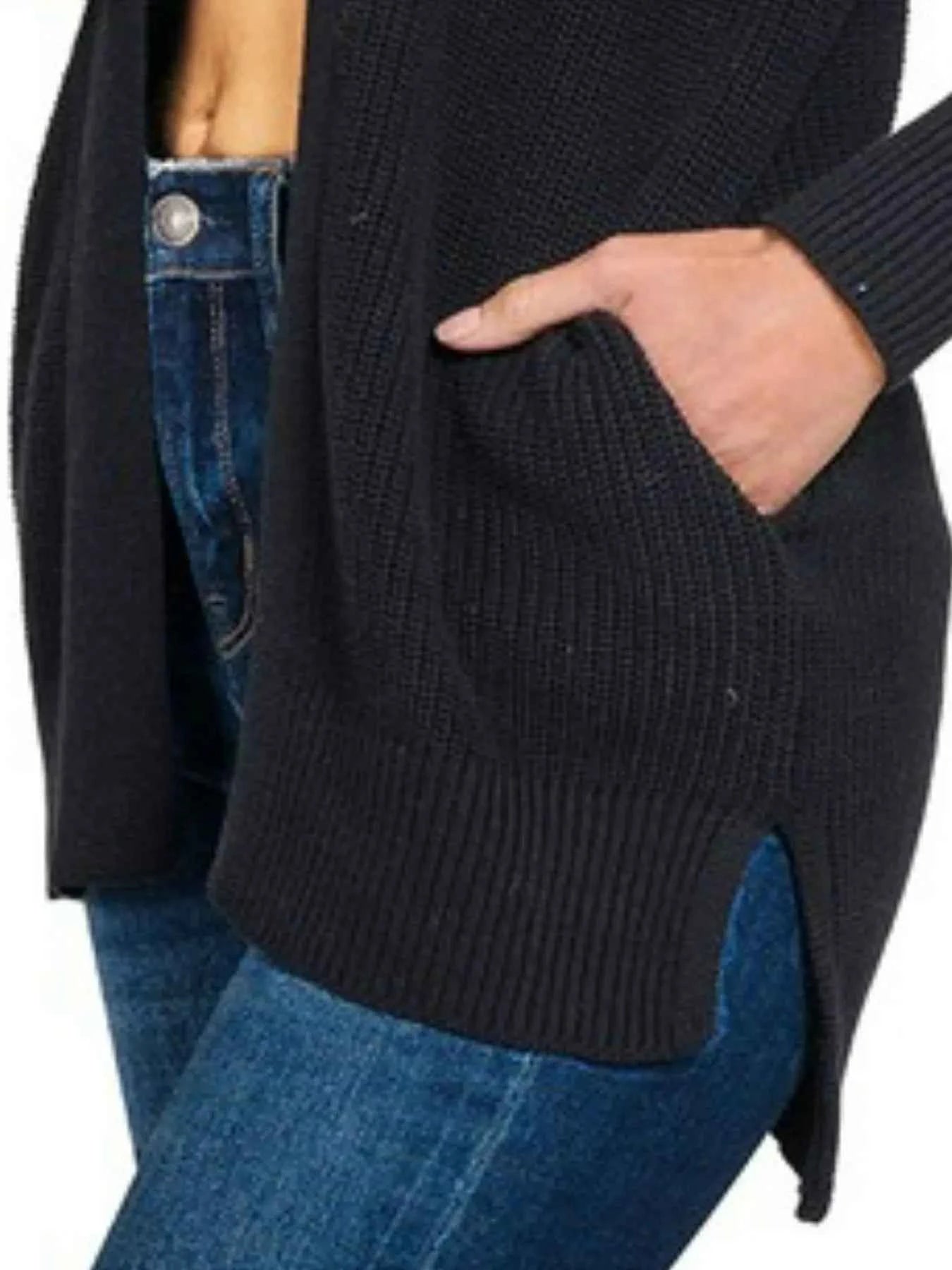 Zenana Eyelet Open Sweater Cardigan with Pockets aa3f7028-955f-4b9e-b26a-1f20b03a0b52-Max-Origin