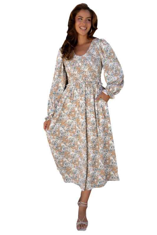 Floral Smocked Puff Sleeve Maxi Dress aa6376b6-0802-443d-a419-72e06aee9421