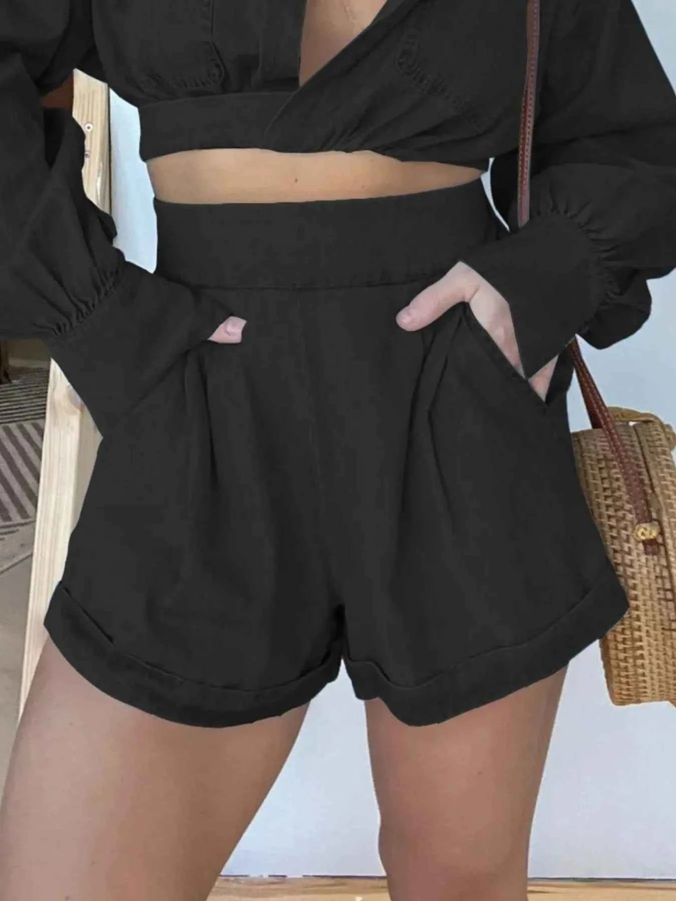 Full Size Long Sleeve Top and Shorts Denim Set Plus Size aa9b6be0-0031-4359-b018-1e666a25b0ea-Max-Origin