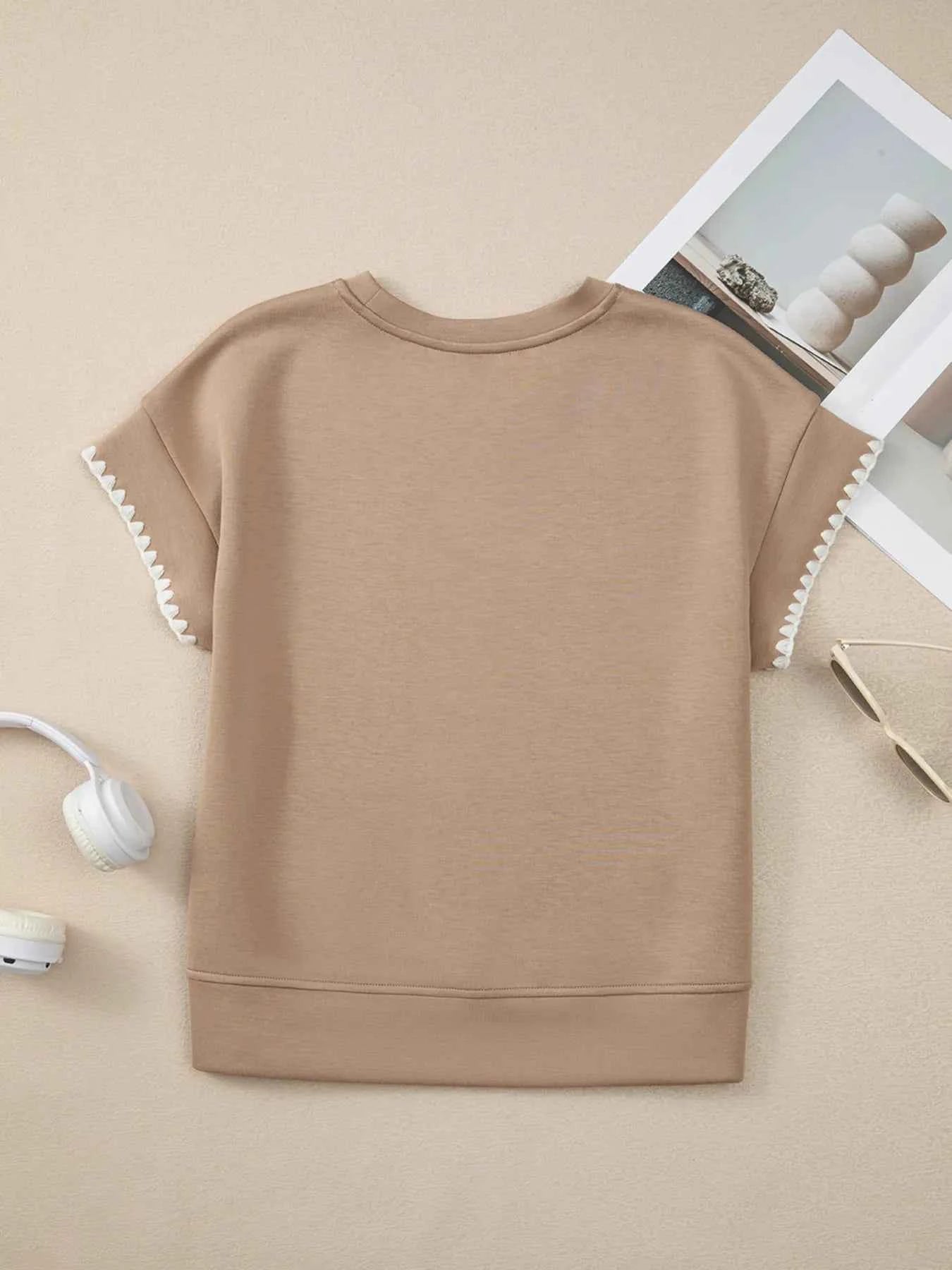 Contrast Trim Short Sleeve T-Shirt ab1012d1099e4a1eae8e2ea8af1ba44d-Max-Origin