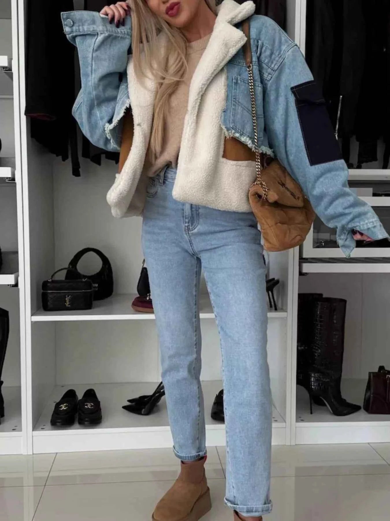 Raw Hem Sherpa Lined Denim Jacket ab186428-34b8-4f4a-bd35-93c11e944127-Max-Origin