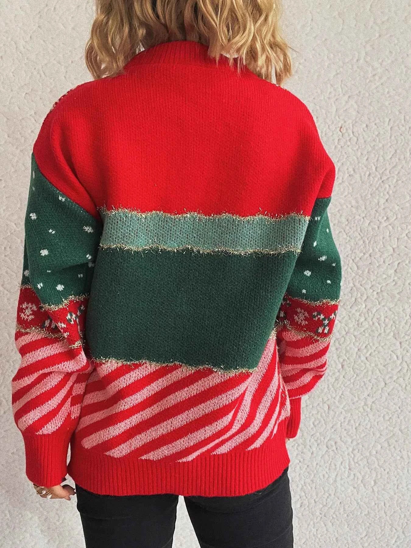 Christmas Letter Round Neck Long Sleeve Sweater ab6407b5fdf5471eb83fdb58f329cb76-Max-Origin