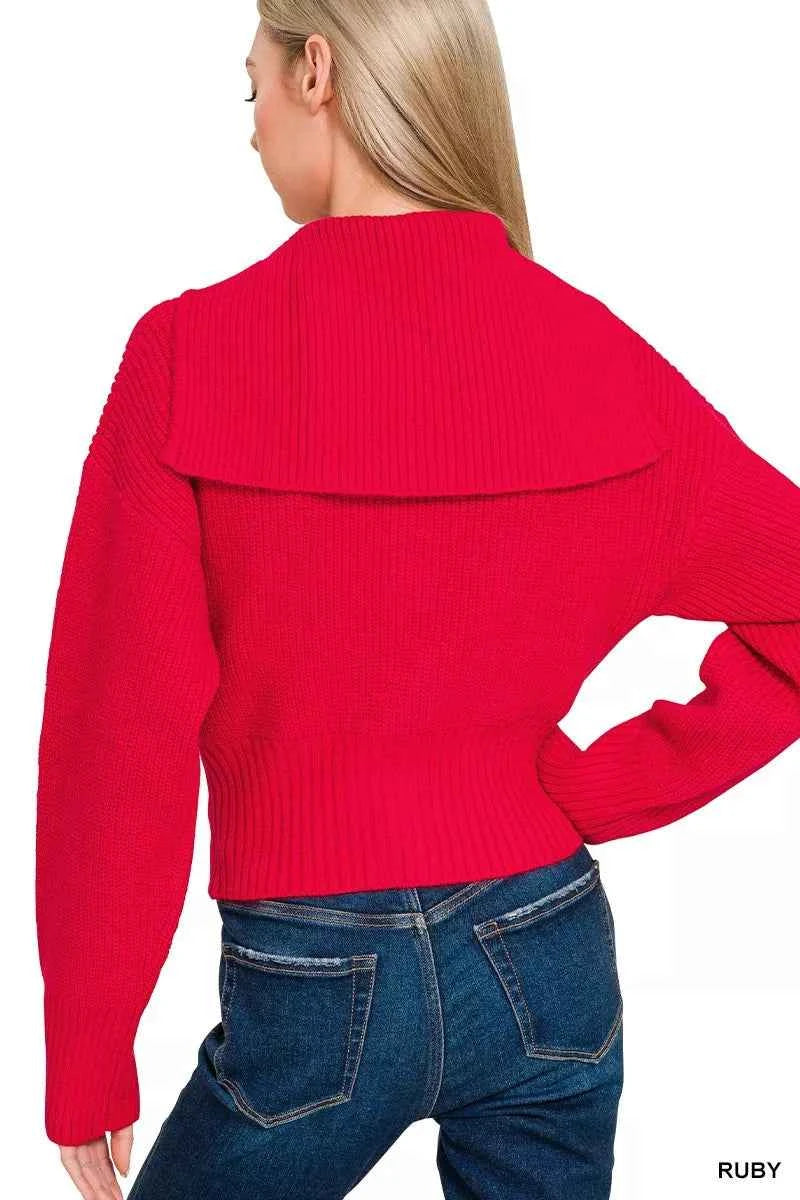 Zenana Ribbed Collared Zip Up Sweater Cardigan abddad3e02934e96b03cb597a1c8eb69-Max-Origin