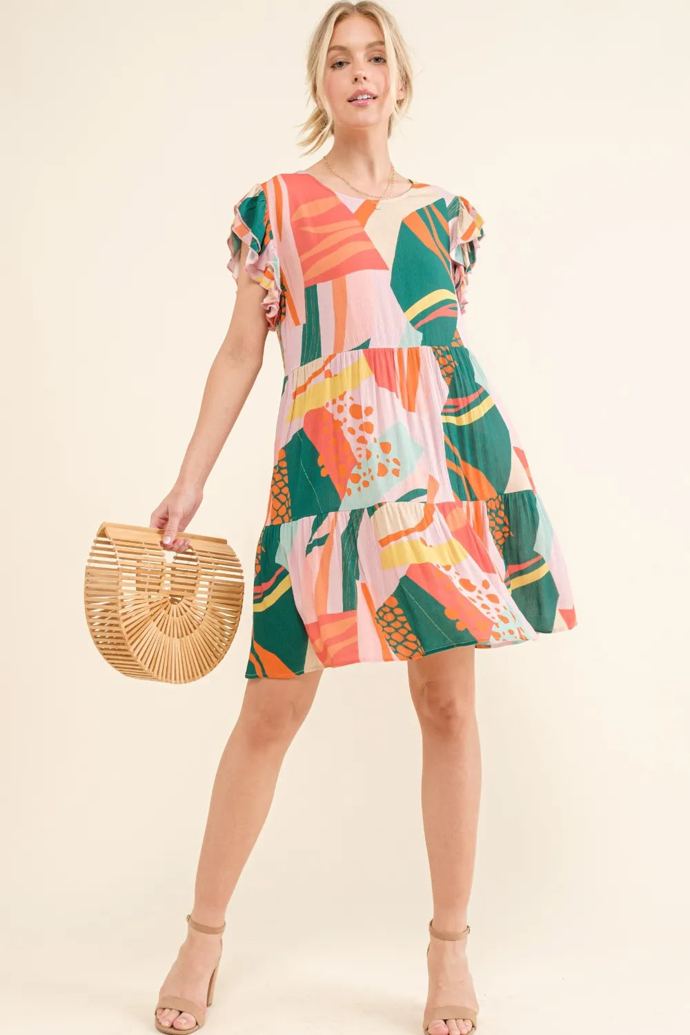 And The Why Printed Double Ruffle Sleeve Dress abe42186-2468-4ede-8f33-e5008127bfb7-Max