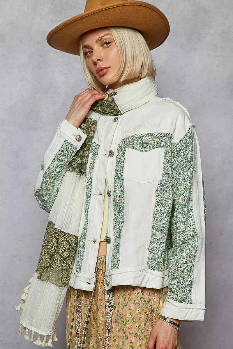 POL Button Down Patchwork Denim Jacket with Floral Print Details abef6cb5-9a48-432e-b517-45615c883bc7-Max-Origin