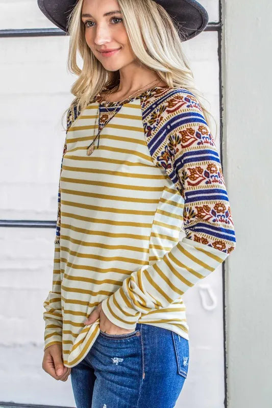And The Why Stripe Ethnic Print Raglan Top ac0059f7f2f84584af069529f973e37e-Max-Origin