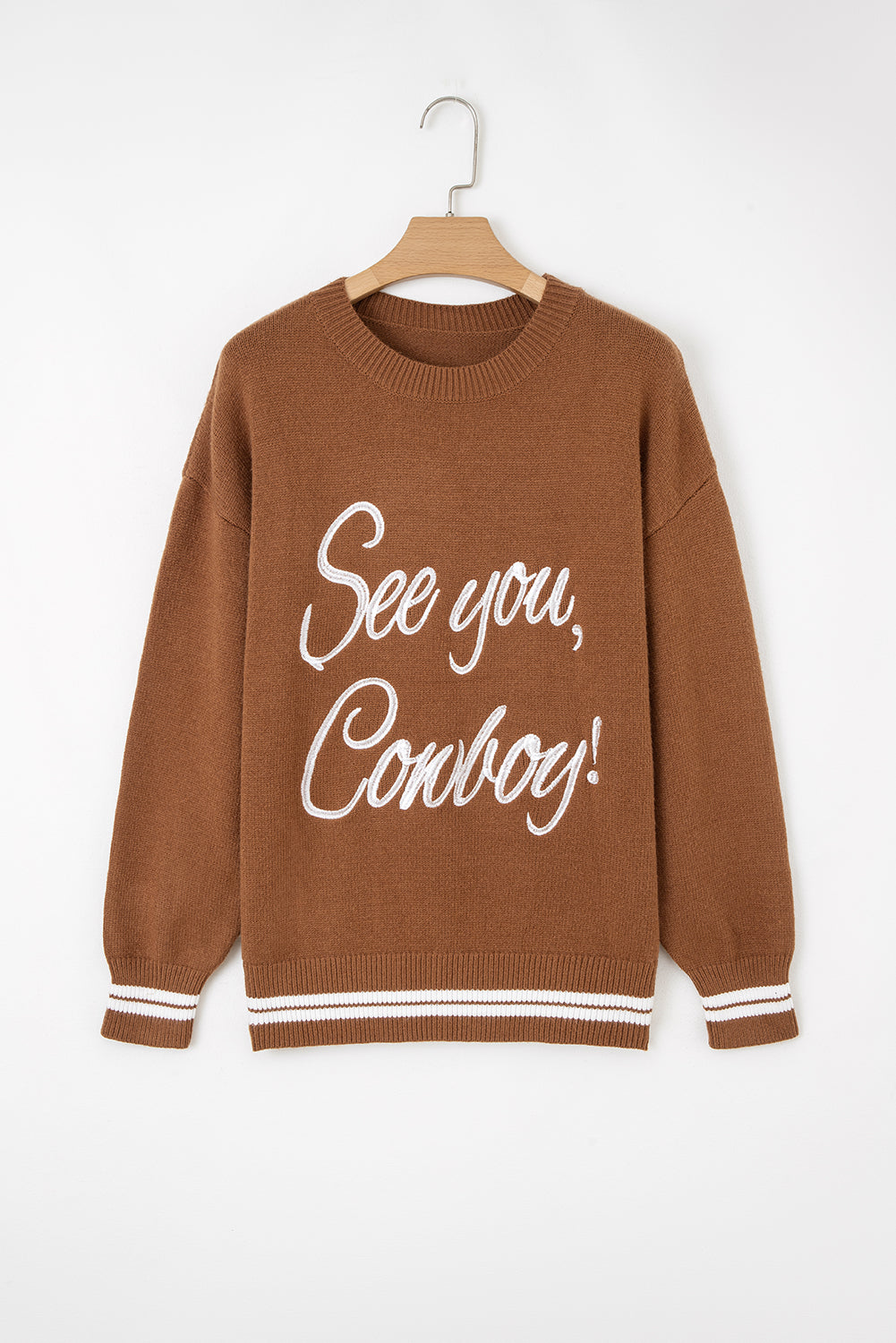 Peach Blossom Letter Embroidered Graphic Sweater ac018eb7b1a061dd