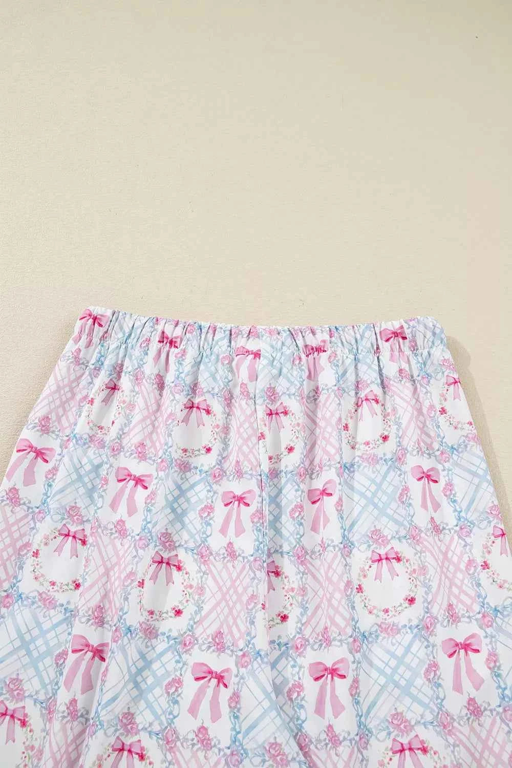 Wreath Pattern Christmas Tied Front Long Sleeve 2pcs Pajama Set ac095482-f103-49c8-b147-15befff9d583-Max-Origin