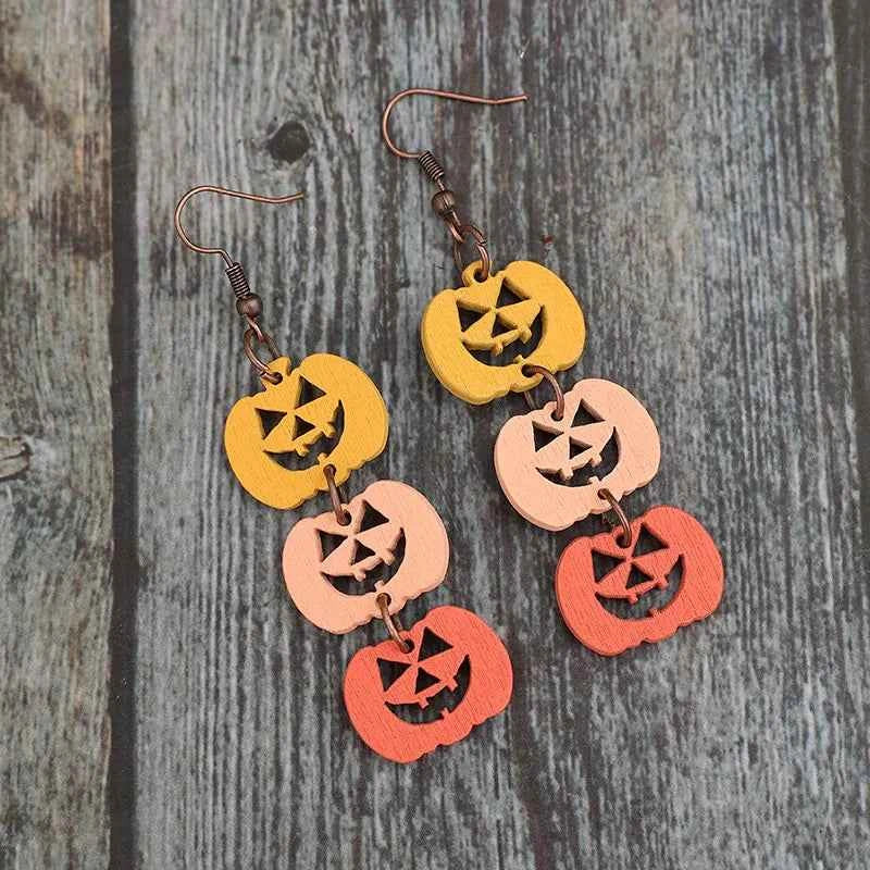 Wooden Contrast Pumpkin Earrings ac1af360-f061-495c-8fe6-b9282465e1d5-Max