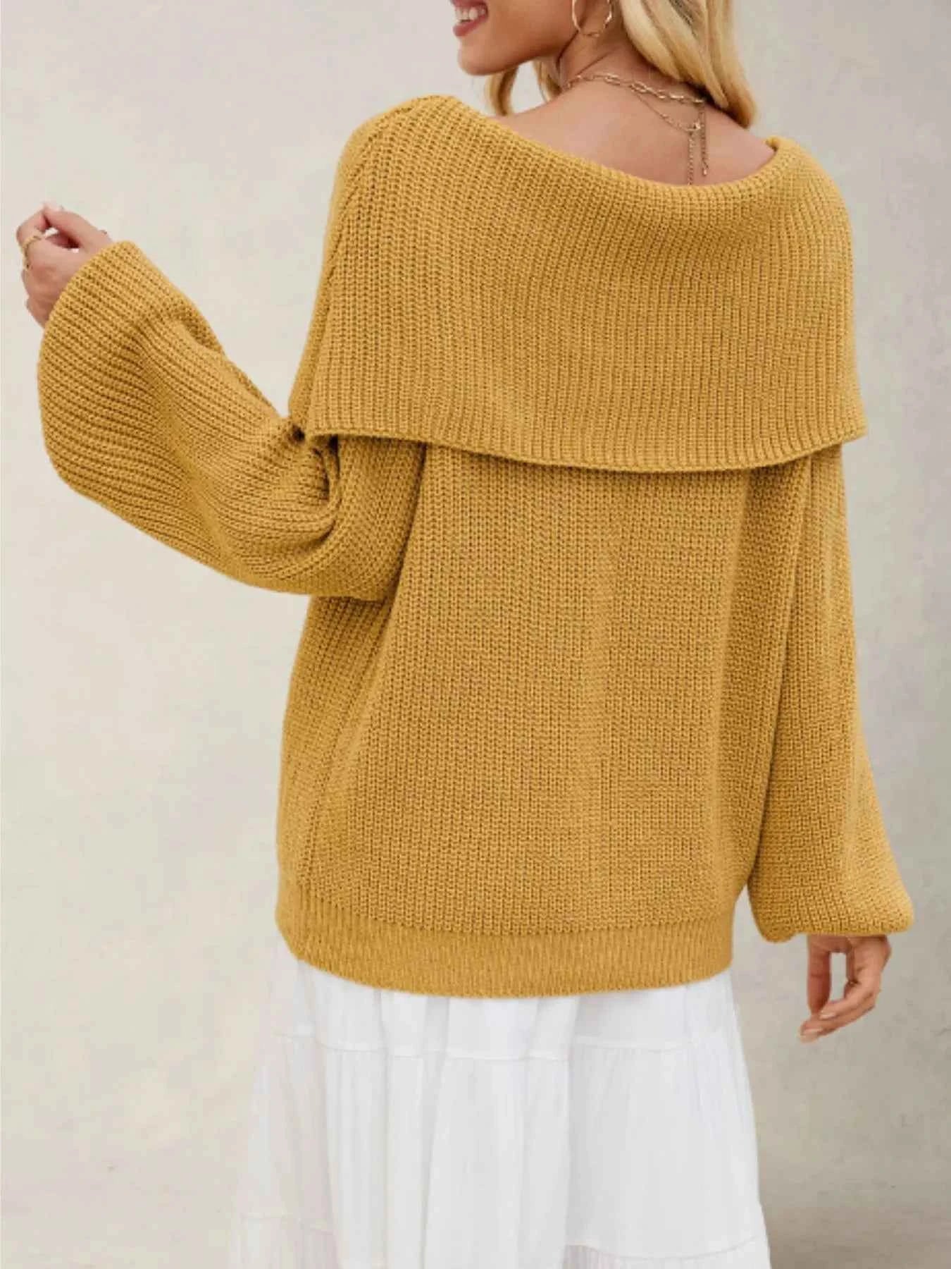 Fold-Over Collar Long Sleeve Sweater ac554f58-2425-45df-a47c-0169838918e4-Max-Origin