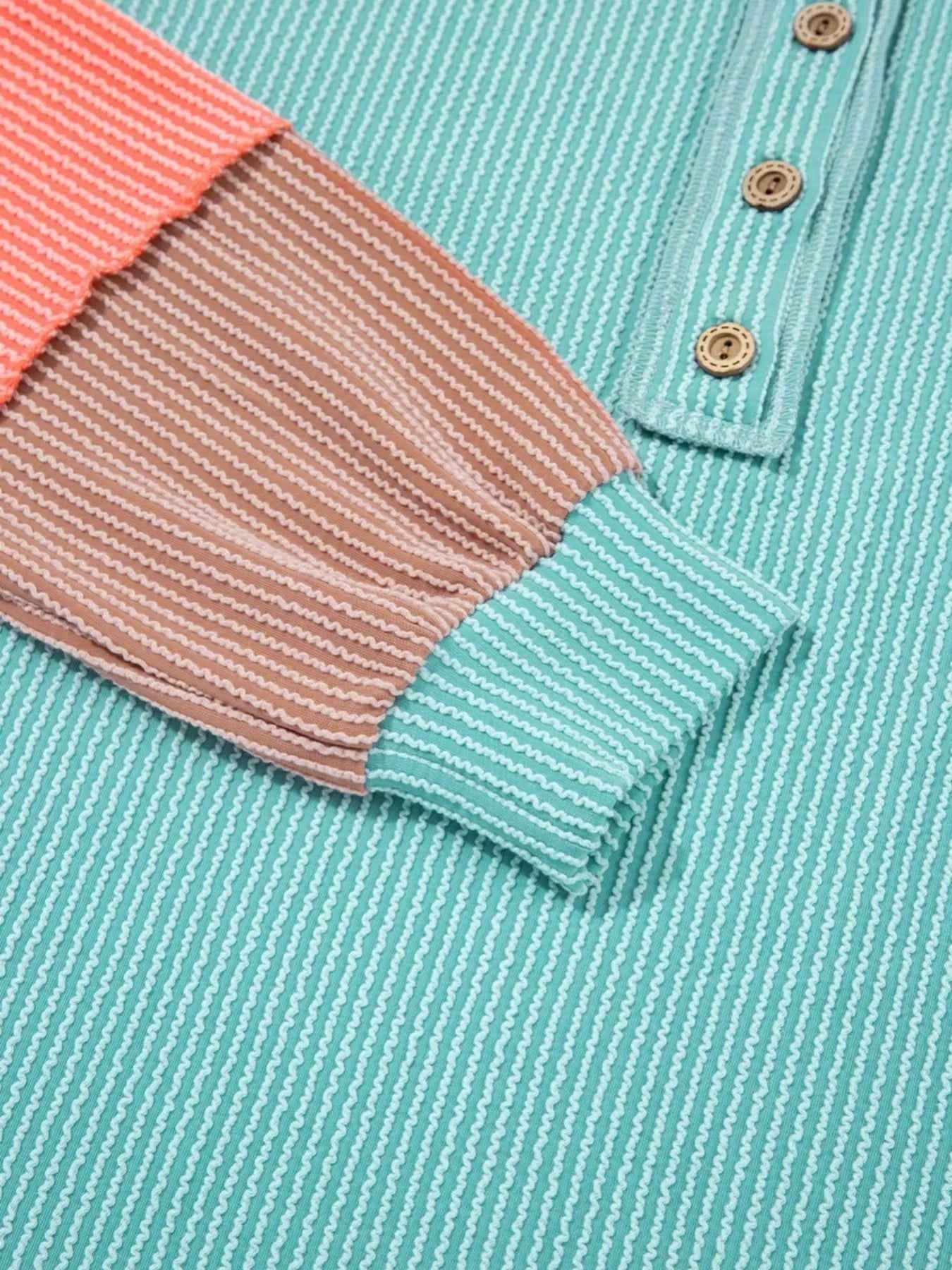 Color Block Ribbed Knit Henley Sweatshirt ac583c496952488ba96b082b7413b7de-Max-Origin