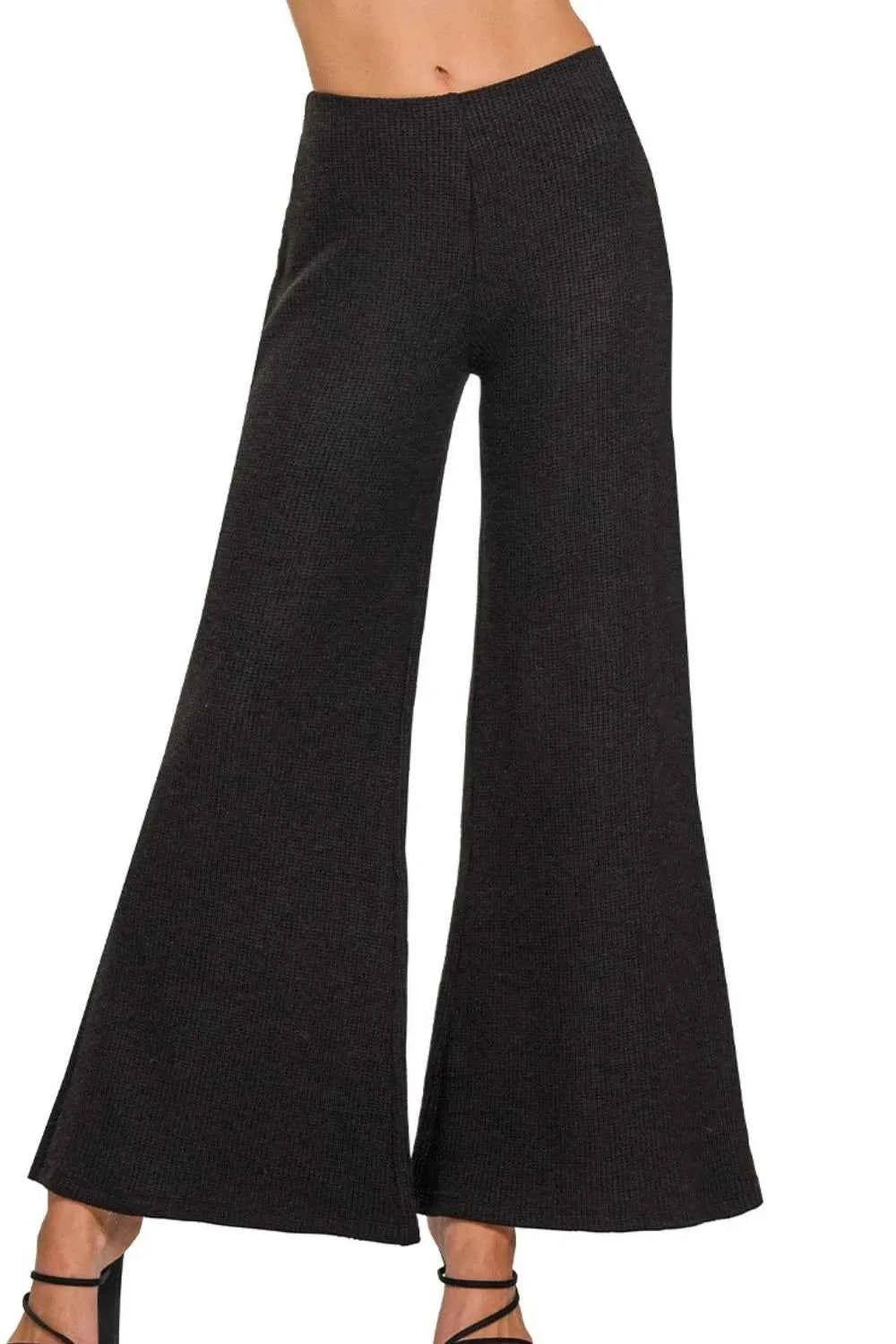 Zenana Wide Leg Flare Sweater Pants BLACK ac62162c-b91a-4d27-91df-dc91e0612c79-Max-Origin