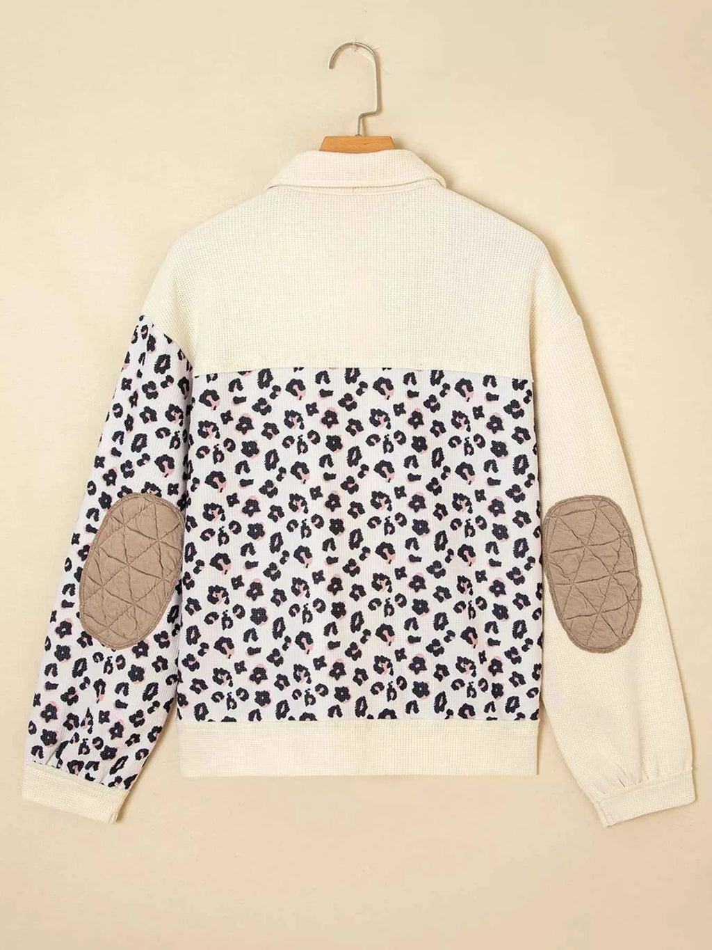 Leopard Waffle Quilted Patchwork Button Front Jacket ac73ae3ee77e45d889595527fab03657-Max-Origin