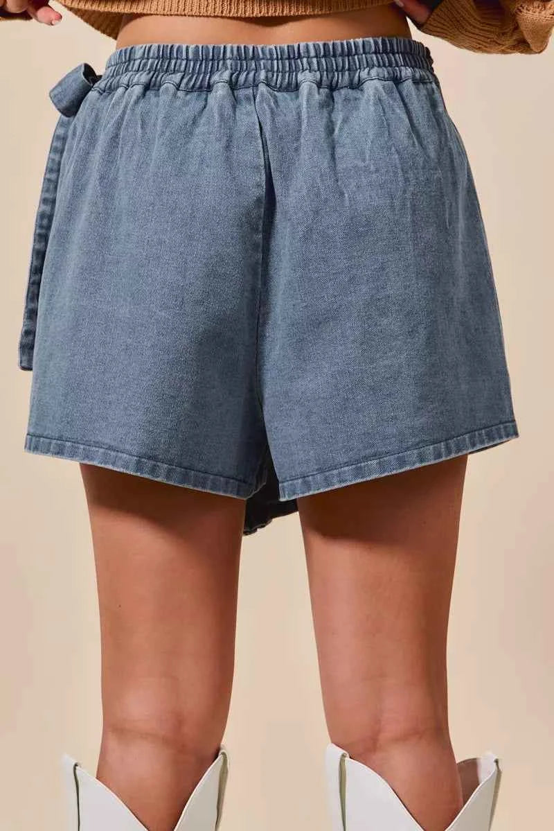 SO ME Wrap Braided Trimmed Denim Skort ac7730dad95b49a8be726a3bb15933f3-Max-Origin