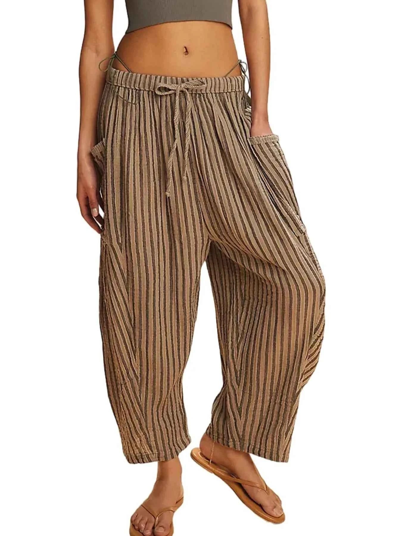 Full Size Striped Wide Leg Casual Pants Plus Size Taupe ac78302ee90a4e5d9a11608fe1285792-Max-Origin