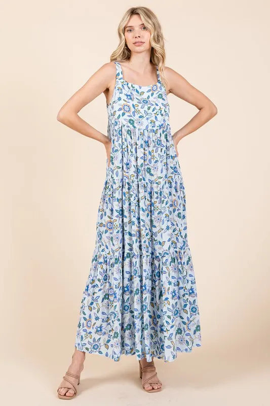 Mittoshop Flower Print Tiered Sleeveless Empire Maxi Dress Sky Blue ac7fbdfe-3f3e-4e84-920c-6db7abeed891-Max