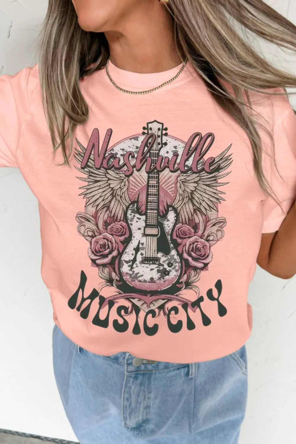 Graphic Round Neck Short Sleeve T-Shirt Watermelon pink ac86906e-fad9-4504-925a-3bb07187380f-Max-Origin