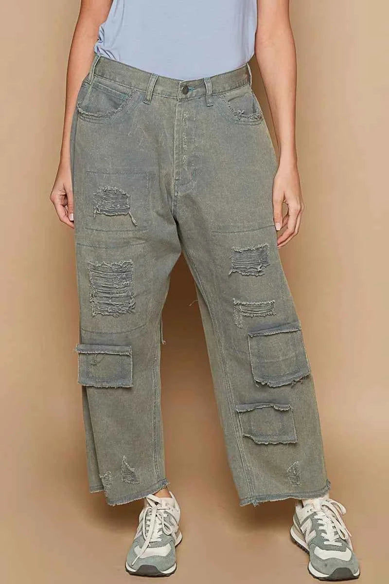 POL Distressed Raw Hem Wide Leg Pants French Blue ac8fccba-897a-457f-890c-0fbf8047a859-Max-Origin