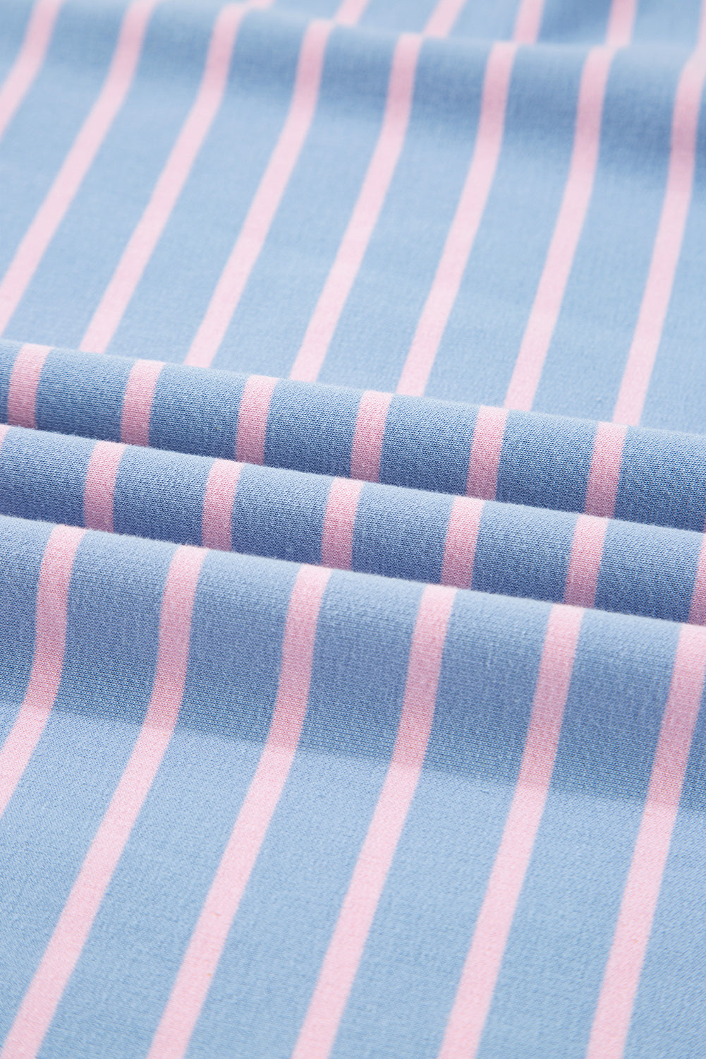 Sky Blue Stripe Oversized Contrast Trim Drop Shoulder Casual Top aca16152075f007c