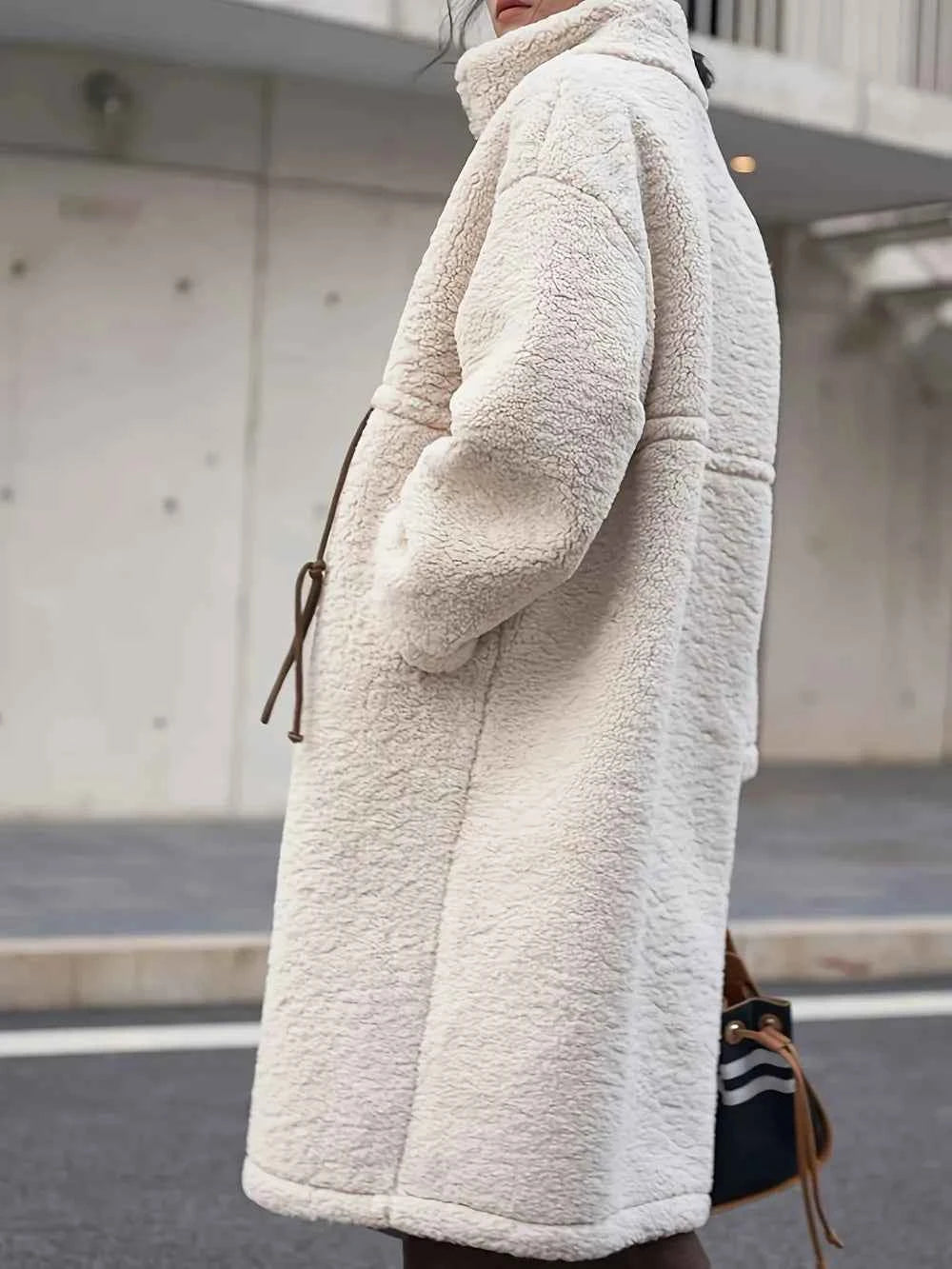 Plus Size Drawstring Zip Up Turtleneck Sherpa Coat aca9f519-b6bf-43ed-b6a8-975ce9d1030c-Max