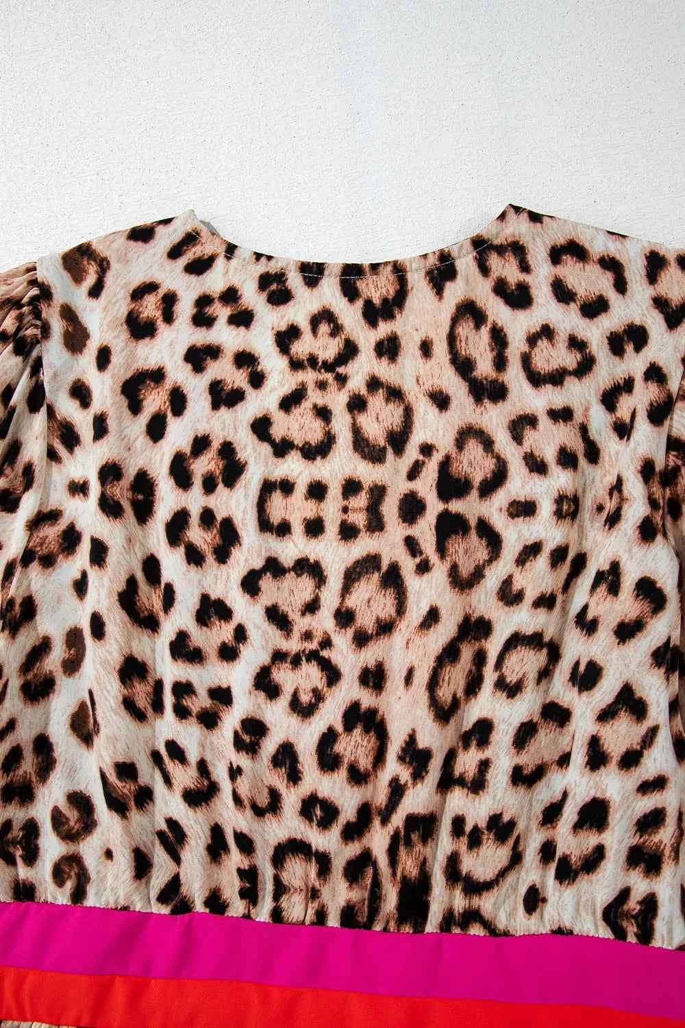 Leopard Print V-Neck Blouse with Contrast Trim acc13850-d69c-4cff-a7f8-8030ca2b177f-Max-Origin