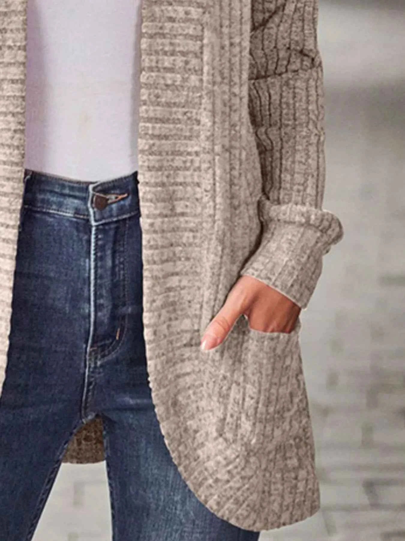 Ribbed Knit Open Front Cardigan with Pockets acd1a539-5bc0-44da-9e8a-0bcb3e22d8ca-Max-Origin
